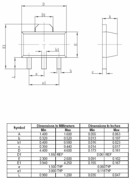 SOT-89-3 Package의 외관규격