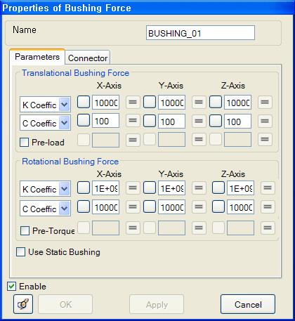 Bushing Force의 Property 창