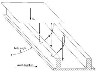 Fluid motion in melt conveying zone