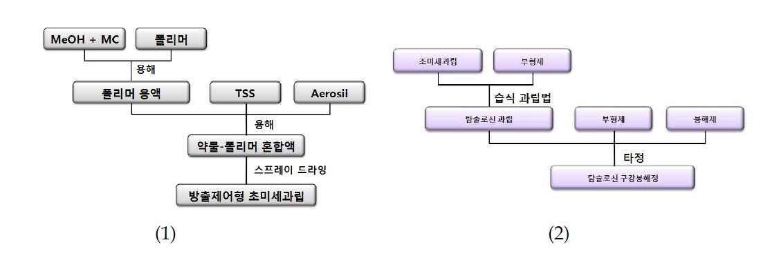 방출제어형 초미세과립 및 구강붕해정의제조 공정도