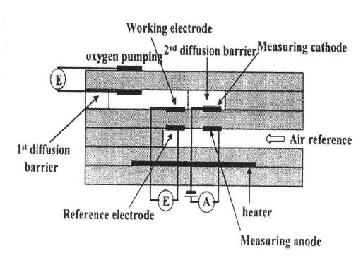 그림 1-10. Schematic diagram of amperometric type NOx sensors