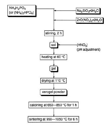 그림 2-6. Experimental flowchart for the preparation of NASICON powders by the sol-gel method using aqueous solution