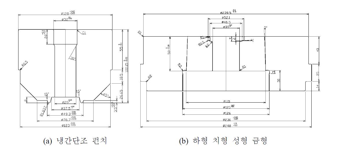 냉간단조 금형의 핵심 부품도