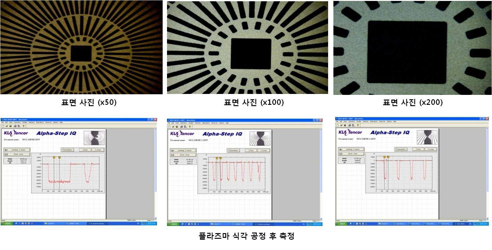 mesh를 사용한 플라즈마 건식식각 특성 분석(alpha-step).