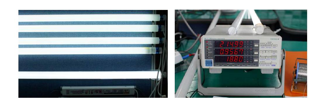 제작된 LED 형광등의 전기적 특성 평가