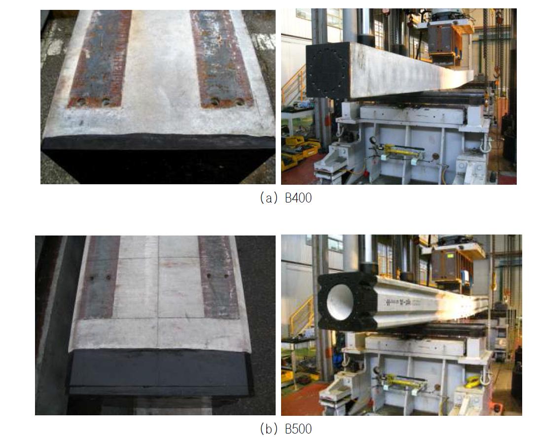 벽체파일 단부 C.T.형강과 시험체의 최종 파괴 모습