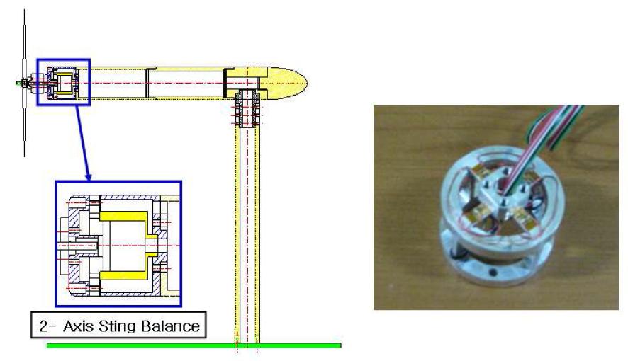 프로펠러 성능 측정 장치용 2축 밸런스 구성 및 사진
