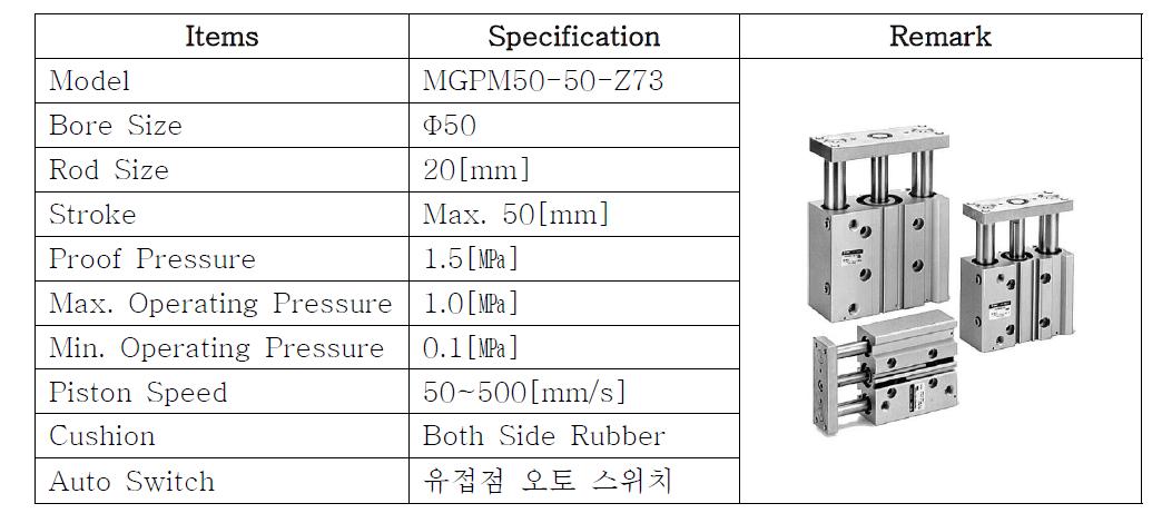 가이드 부착형 박형 실린더 사양