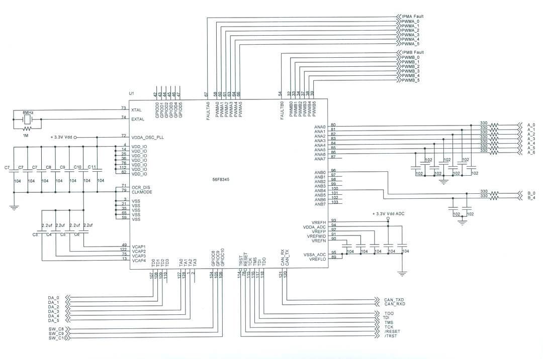 DSP56F8345 CPU 회로도