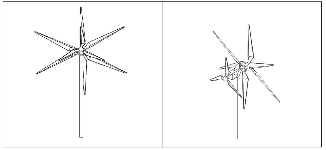수평축 3날개 3조 양방향 풍력발전기 개략도 2