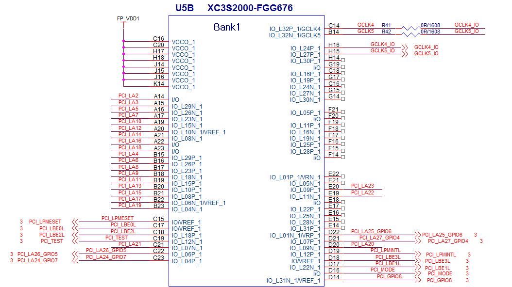 FPGA XC3S2000의 Bank1 회로도.