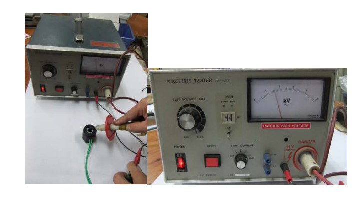 Solenoid Coil의 내전압 시험기 및 시험