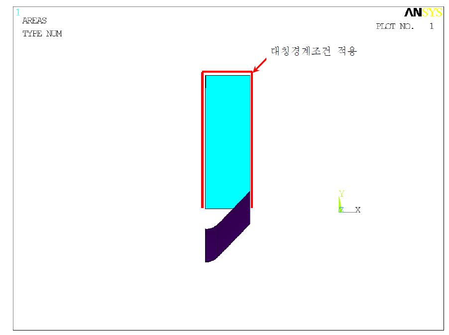 압하량에 따른 반력 분석을 위한 유한요소모델 (정면)