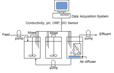 실험실 규모 A2O+MBR 결합공정 및 Soft-sensor 시스템