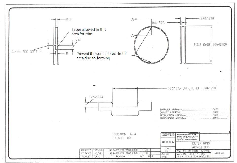 개발대상 Outer Ring의 Spec