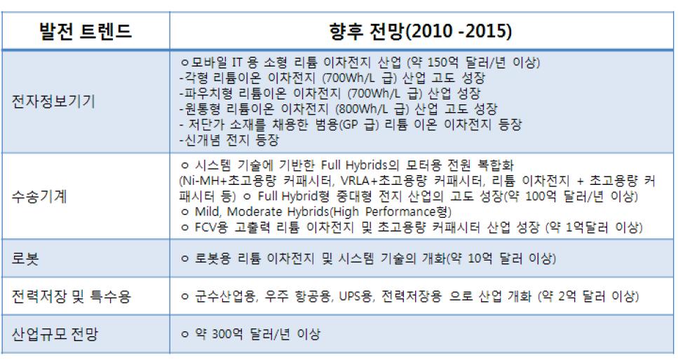 향후 차세대 이차 전지 발전 전망