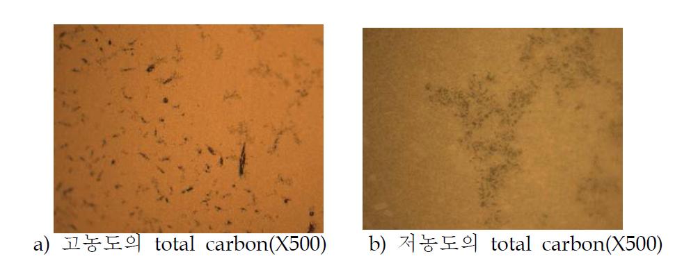 Total carbon 농도(0.6wt%기준)에 따라 발생된 결함 현상