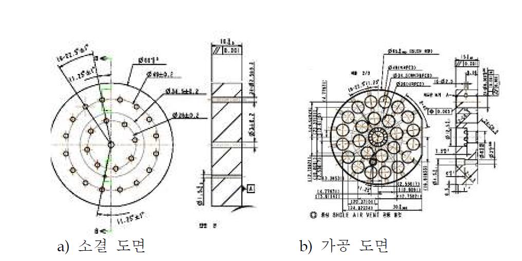 소결 및 가공상태의 GMP 금형 도면