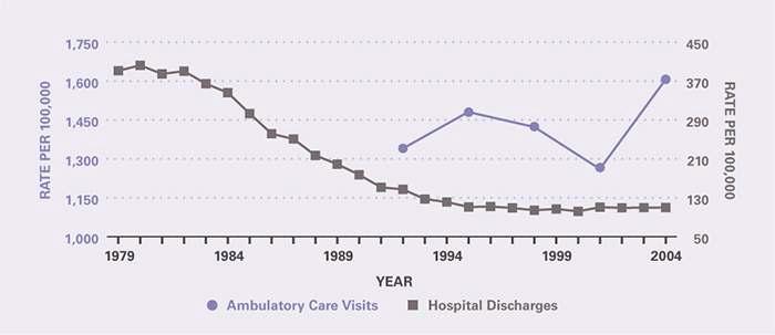 1979-2004년 동안 미국에서 AWR로 인한 환자 통계