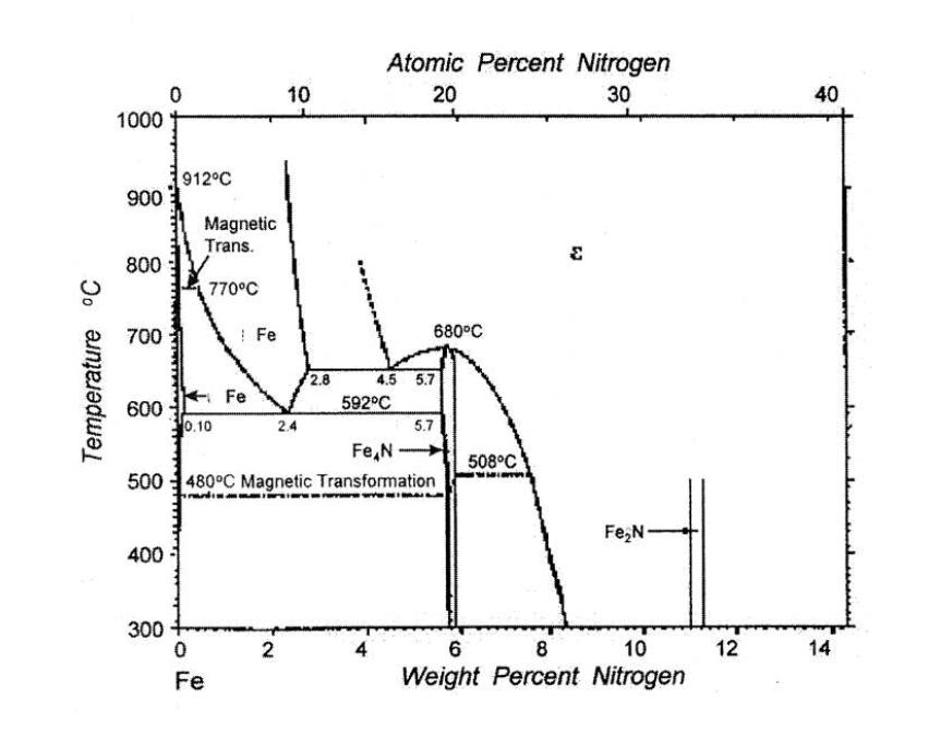 The phase diagram of Fe-N system.
