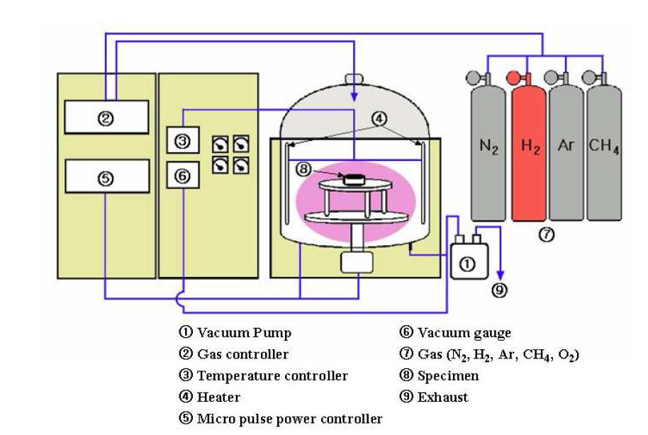 Schematic diagram of plasma ion nitriding system.