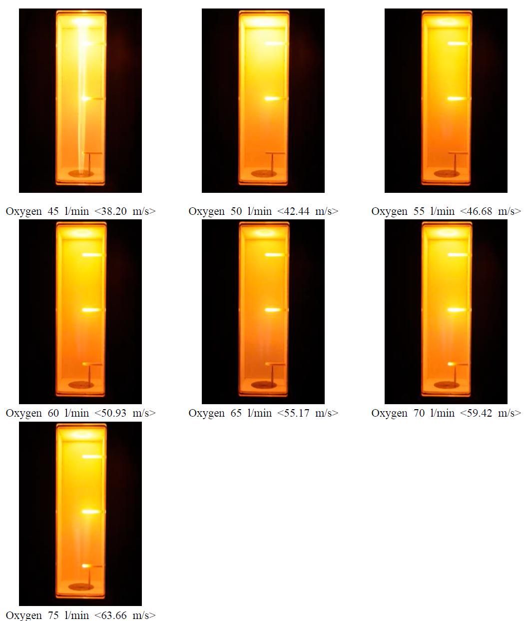 Heat Load 5kW, Oxygen Diameter 5mm, Distance between Oxygen and Fuel Nozzle 15mm