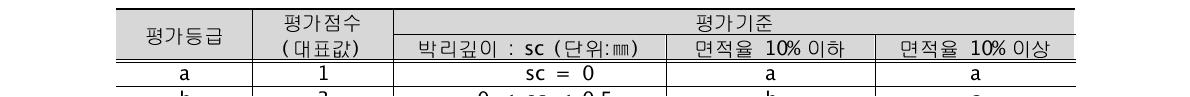 콘크리트 박리에 대한 상태평가등급 기준