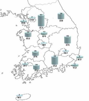 폐콘크리트 처리업체 분포현황