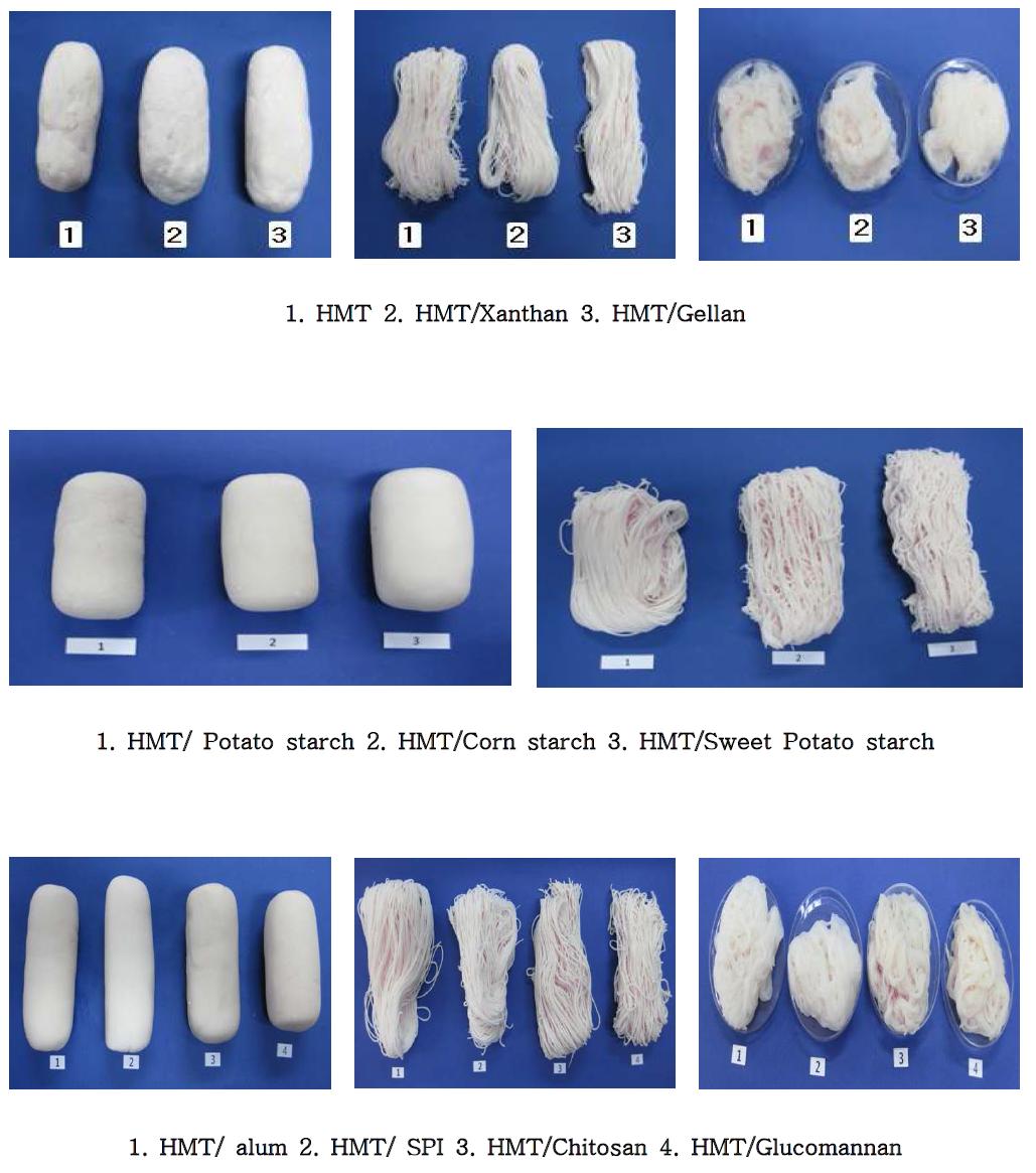 Photograph of rice Naengmyon according to various food additives