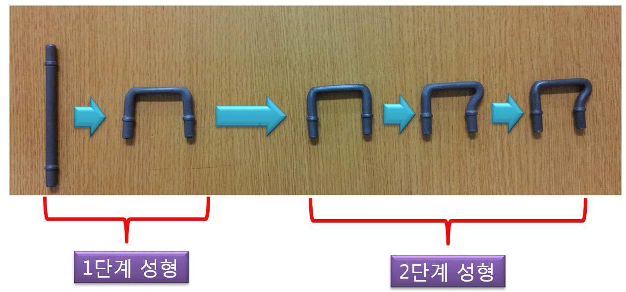 제작된 자동차 Door용 스트라이커(성형단계별 사진)