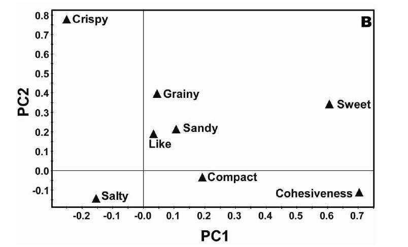 PCA분석에 의한 퍼핑 쌀과자의 선호도에 미치는 관능적 특성