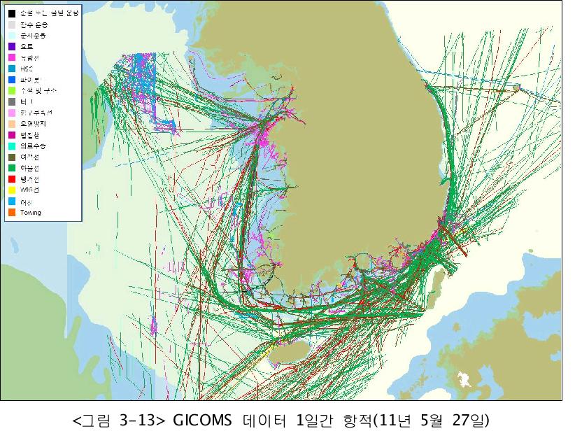 GICOMS 데이터 1일간 항적(11년 5월 27일)