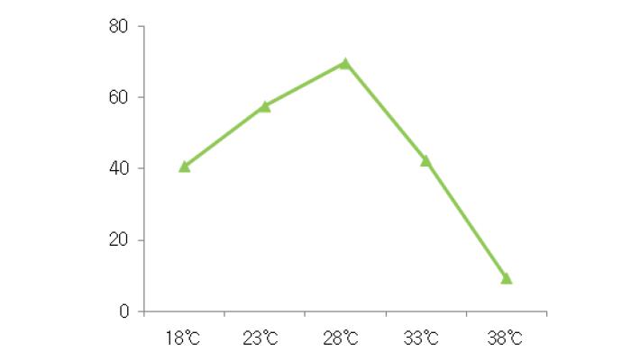 기내배양된 고추 탄저병원균 균사생장 직경 (접종 9일째).