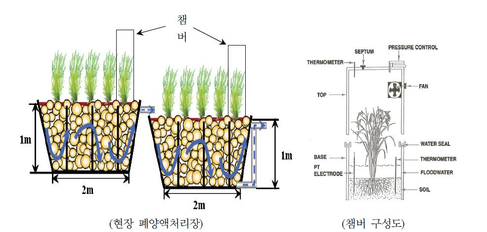 Diagrams of chamber in hydroponic wastewater treatment plant.