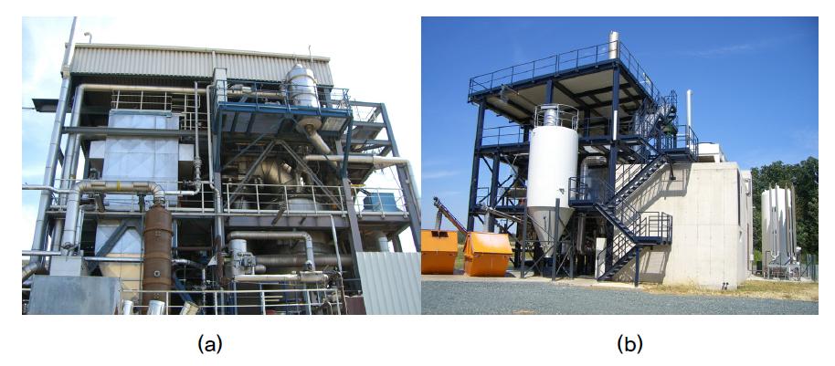 오스트리아 Guessing에 설치된 가스화 열병합 시설((a)Dual Bed Gasifier, (b)Fixed Bed Gasifier).