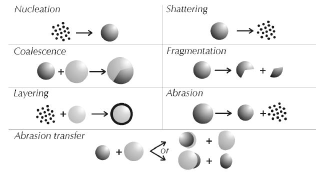 Mechanism of granule growth and breakage.