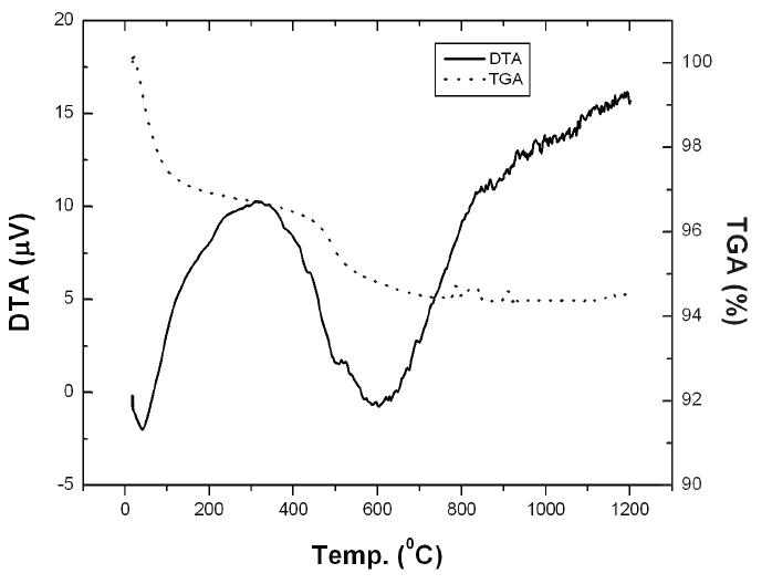 Analysis results of siliceous mudstone by TGA and DTA.