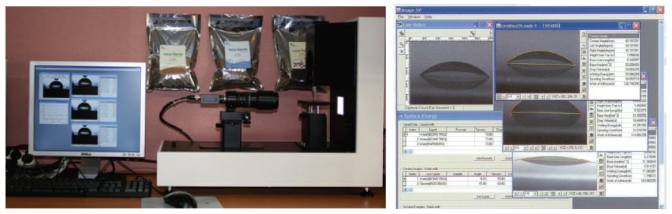 Photographs of contact angle analyzer (Phx 300).