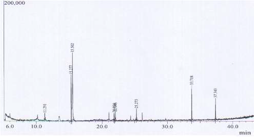 GC-MS chromatogam of melissa oil