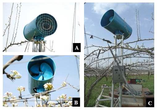 Warm Wind Machine in pear orchard in Youngam