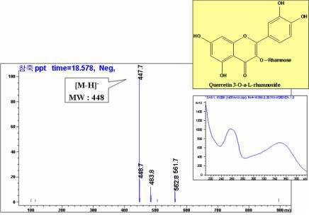 LC-MS analysis of a purified compound from C. sinensis leaves.