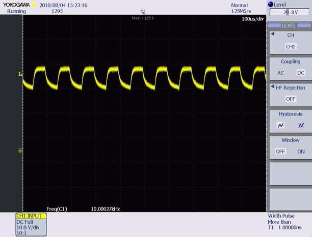 10 kHz, duty ratio 50%의 주파수 제어 파형