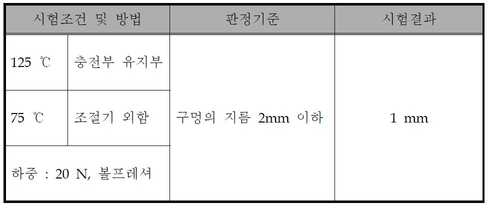 내열성 시험 결과