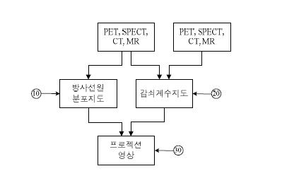 3차원 체적영상의 2차원 프로젝션 뼈 영상 생성 개념도