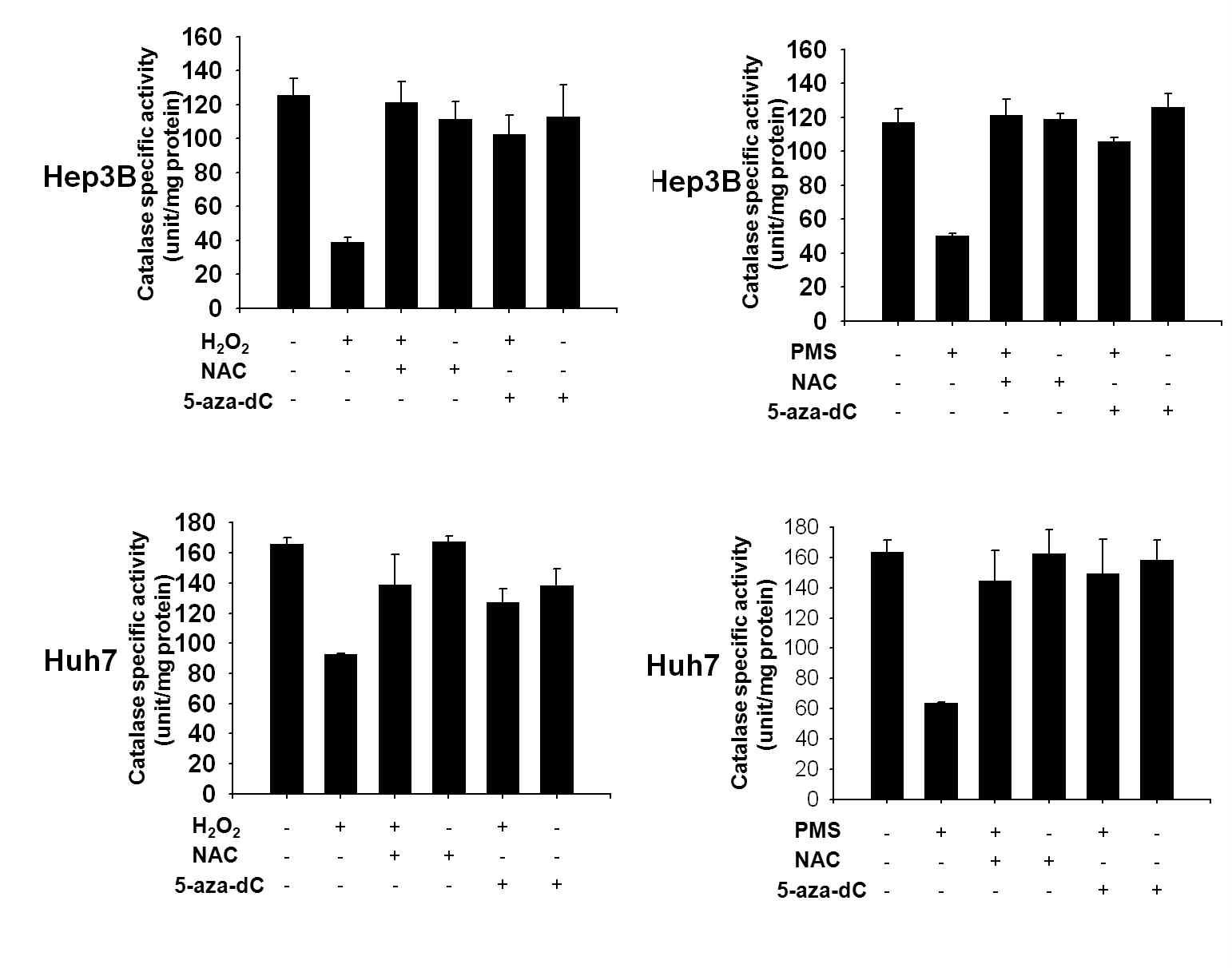 Antioxidant와 DNMT inhibitor가 catalase activity에 주는 영향 분석