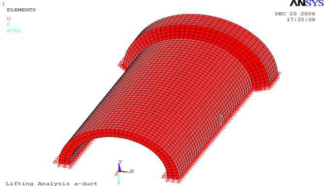 앵커 끌림 수치실험에 대한 A-duct 모델링.