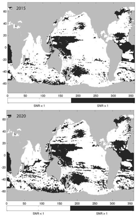 SNR maps created by projecting results to the years 2015 and 2020