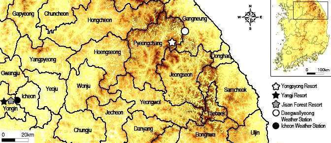 Study area and weather stations.