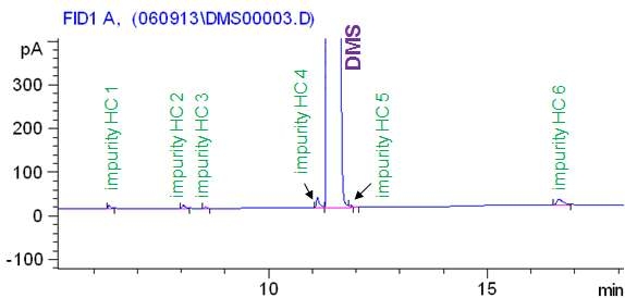 그림 6-1-4. GC chromatogram of hydrocarbon impurity analysis in high purity DMS.