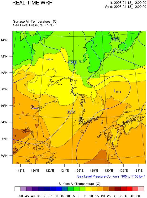 Fig. 4.16. Surface weather chart at 12 UTC, 18 April, 2006